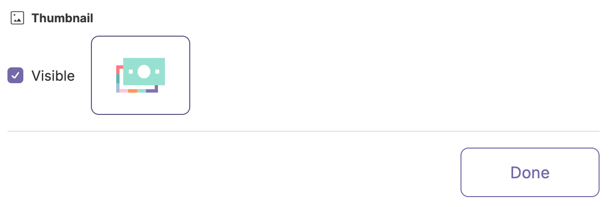 Panel with the visible option selected and a preview of the Web Monetization thumbnail